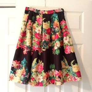 Modcloth Full Midi Floral Pattern Swing Skirt